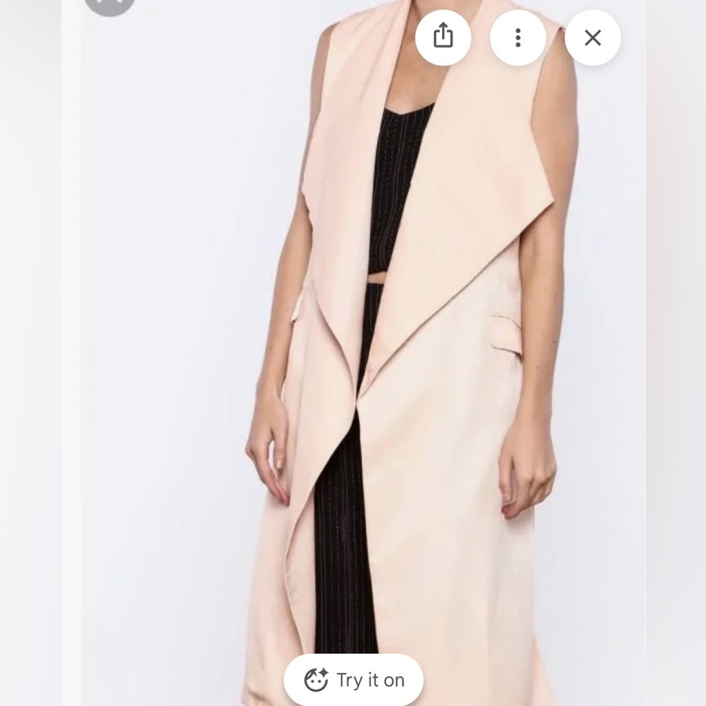 MINKPINK Longline Draped Black Sleeveless Duster Vest - Size XS/S